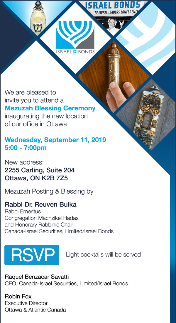 Mezuzah Blessing Ceremony inaugurating the new location of our office in Ottawa