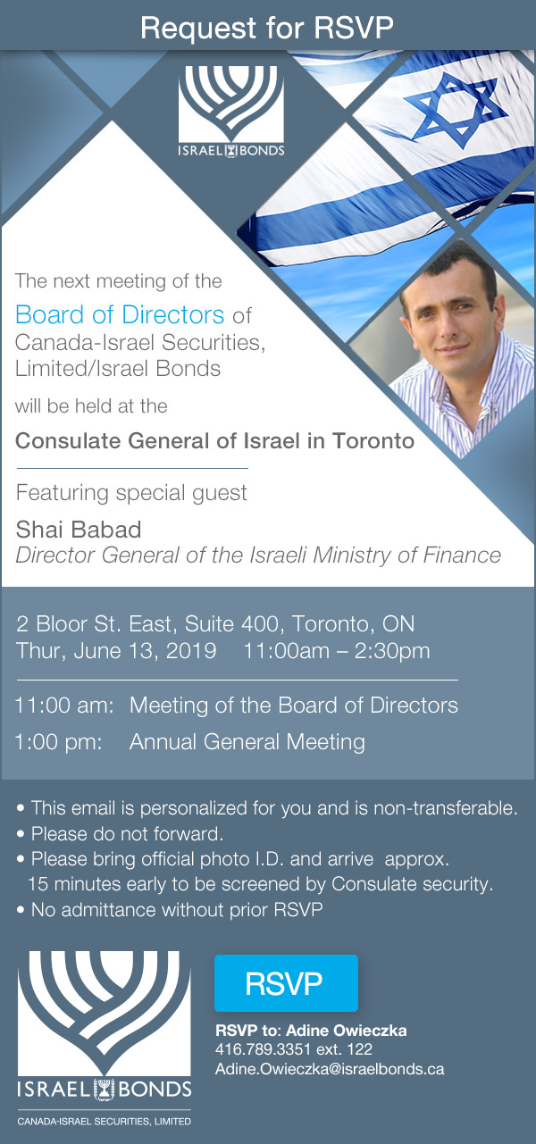 RSVP to CISL Toronto Board Meeting June 13, 2019
