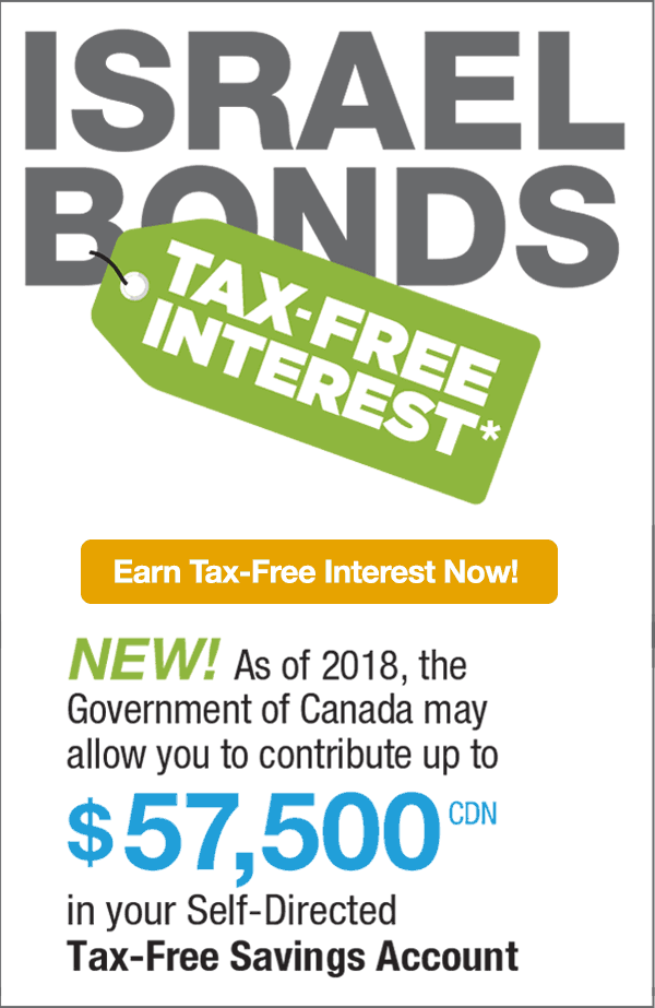 You can earn Tax-Free interest on your Israel Bonds and turn your Tax-Free Savings Account into a Tax-Free INVESTMENT Account!