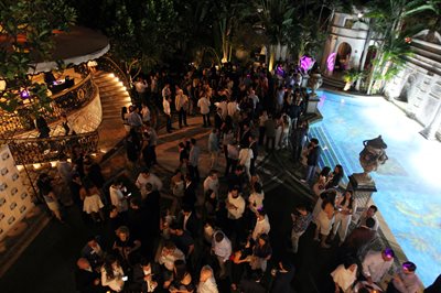 The scene at the New Leadership 'Blue and White Party, held at Villa Casa Casuarina, the former Versace Mansion