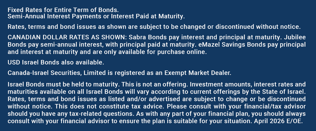 Israeli Bond Rates Happy Passover from Israel Bonds – New rates are up | Yossilinks ...