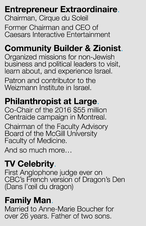 Entrepreneur Extraordinaire. Community Builder & Zionist. Philanthropist at Large. TV Celebrity. Family Man.
