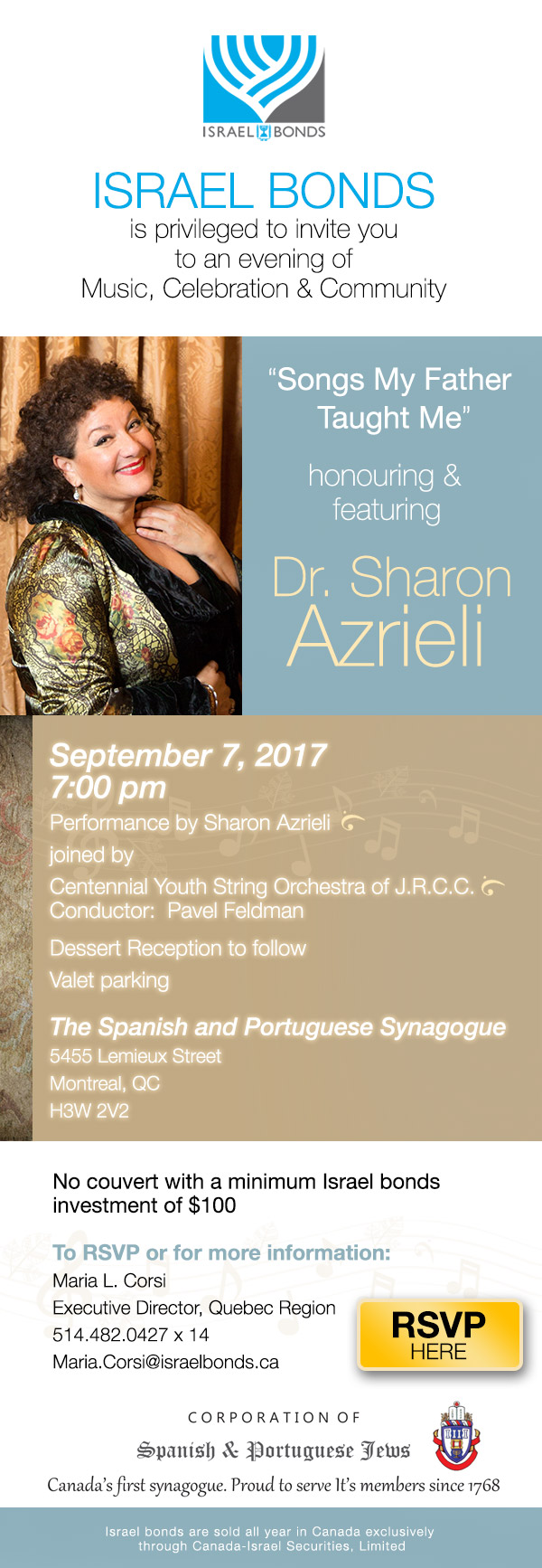 Hold the Date! Israel Bonds honours Dr. Sharon Azrieli on September 7 2017