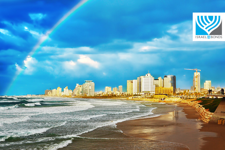 Rainbow over Tel Aviv beach