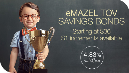 Israel Bonds eMazel-Tov-Bonds Starting at $36 $1 increments available