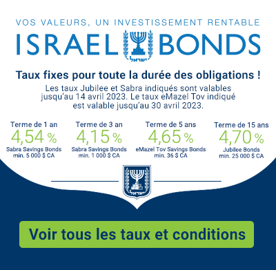 Taux des Israel Bonds 1 au 14 avril 2023