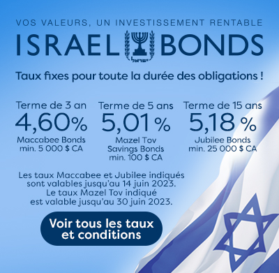 Taux Israel Bonds 1 au 14 juin 2023