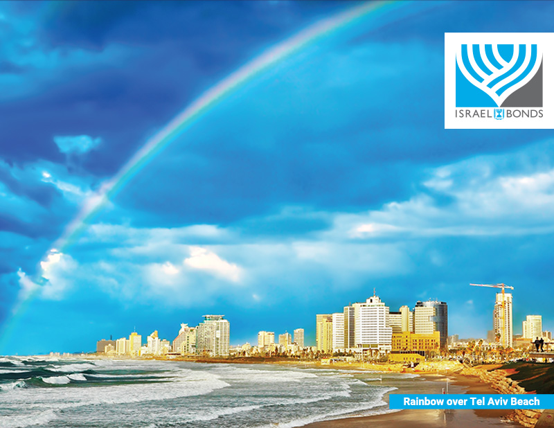 Rainbow over Tel Aviv beach