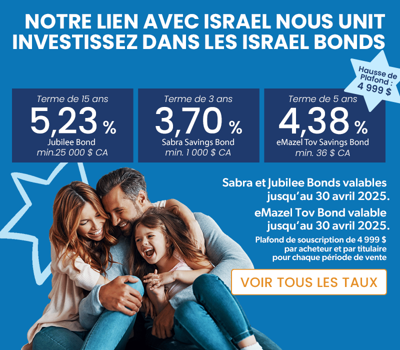 Taux des Israel Bonds du 15 au 30 avril 2025