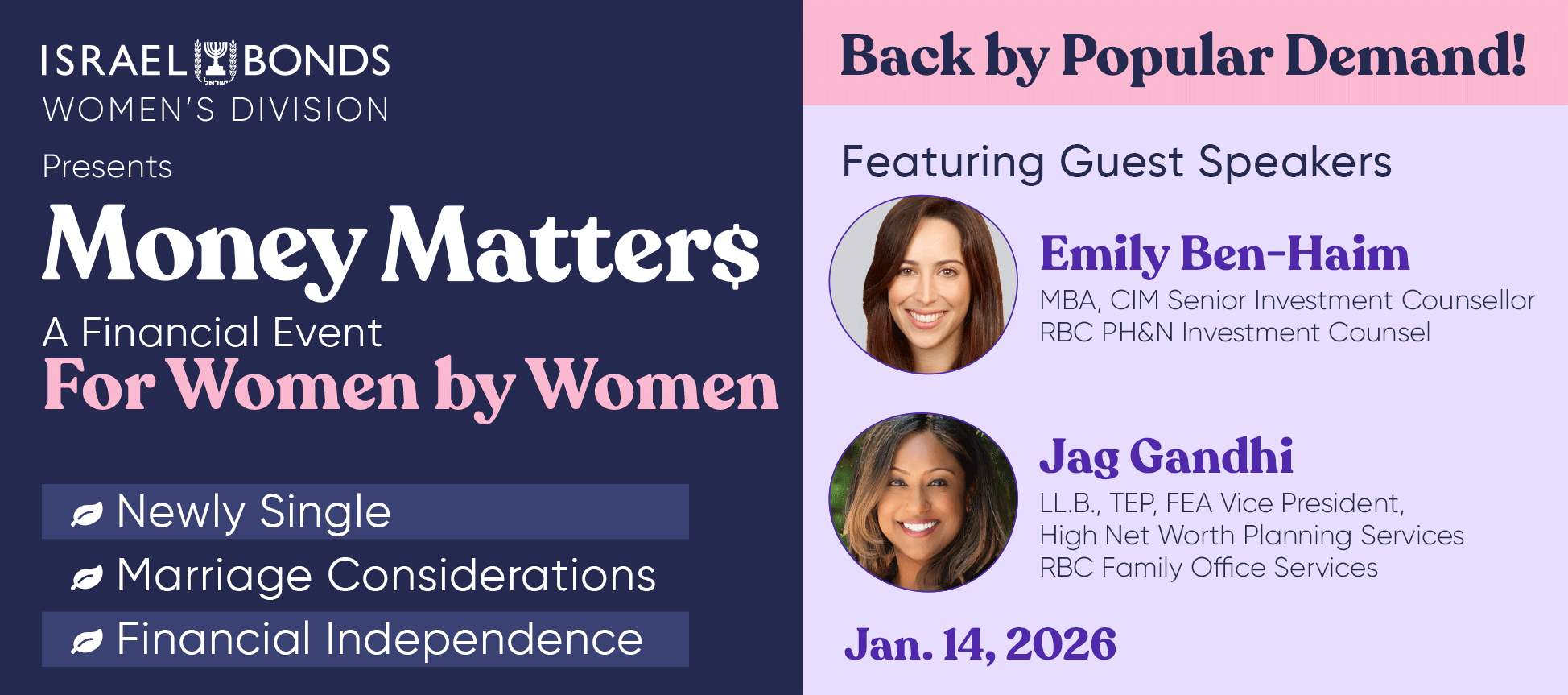 Israel Bonds Women's Division Money Matters Jan. 14, 2026