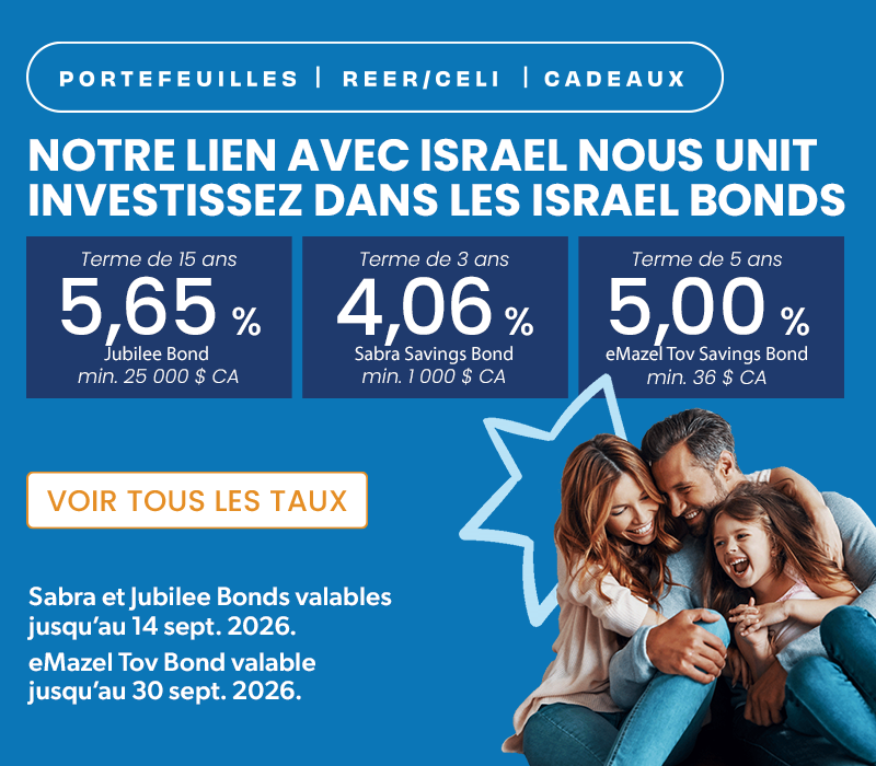 Taux des Israel Bonds du 1 au 14 septembre 2026